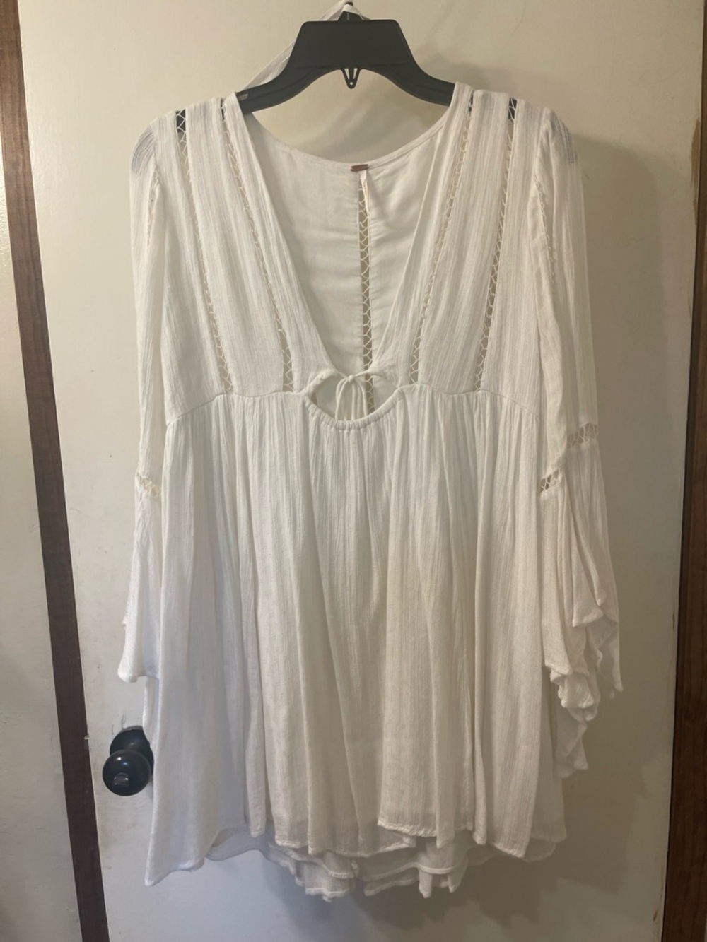 Free People White Crochet-Trim Flowy Peasant Dress NWOT  Sz. S #143